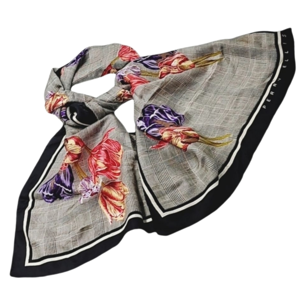 PERRY ELLIS ~ Scarf with Colorful Flowers Design